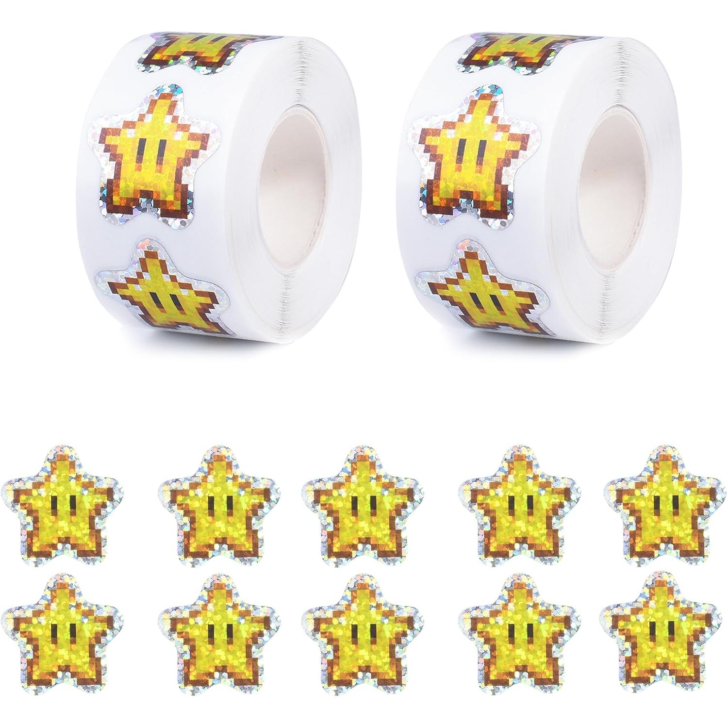 卡通星星贴纸卷1000片PVC材质适用于笔记本行李箱装饰