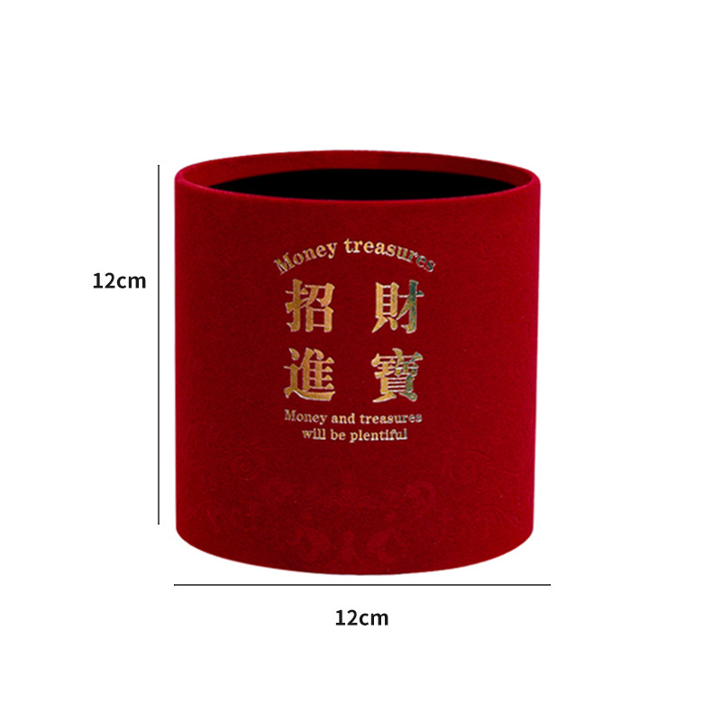 Feliz Año Nuevo pequeño barril de bendición adornos al por mayor imitación de material de barril de tela de lana paquete de flores de Año Nuevo abrazar barril de bendición festiva