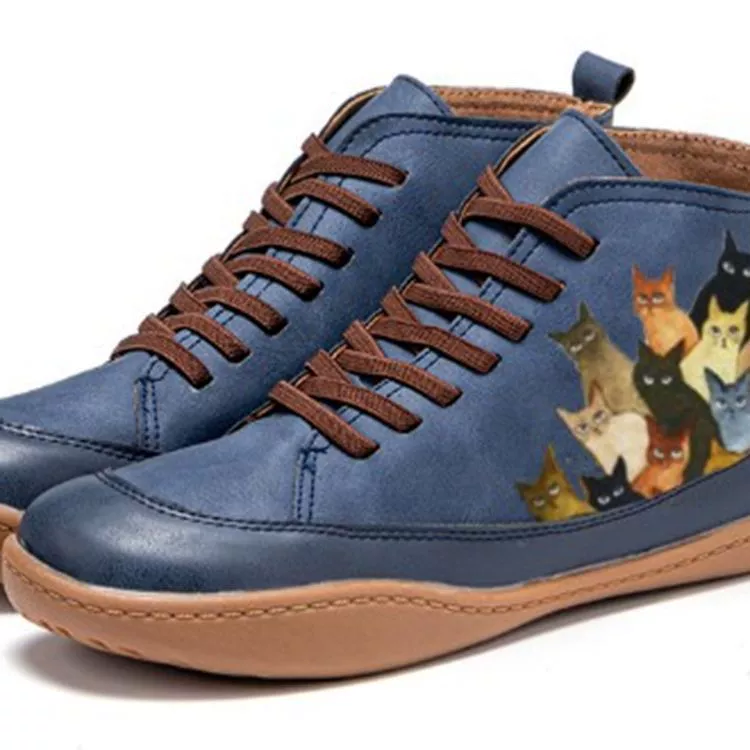 Трансграничный новый стиль женская обувь большого размера модные сапоги женские круглые головы с низкой трубкой передняя шнуровка плоская подошва сапоги wish