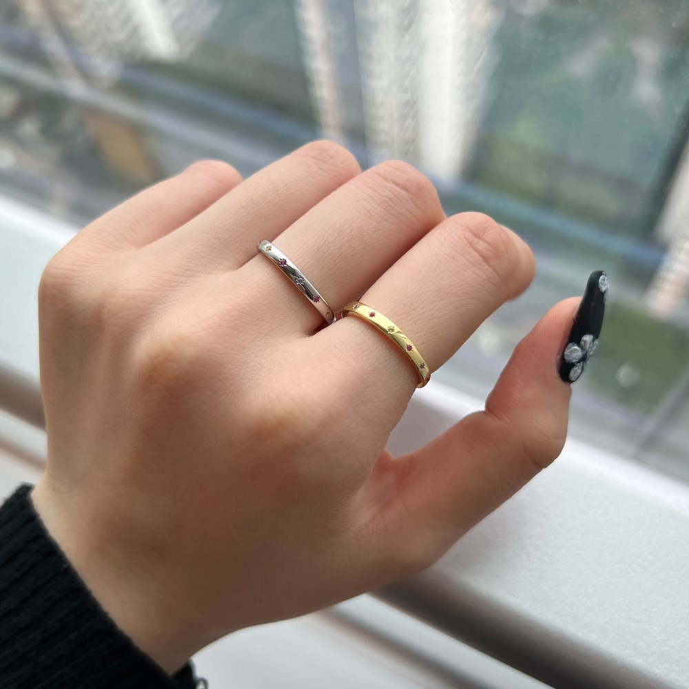 Fashion Solid Color Sterling Silver Plating Inlay Zircon Rings 1 Piece