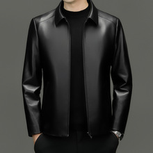 品牌绵羊皮真皮皮衣男皮夹克中年秋冬季短款可脱卸白鹅绒内胆外套