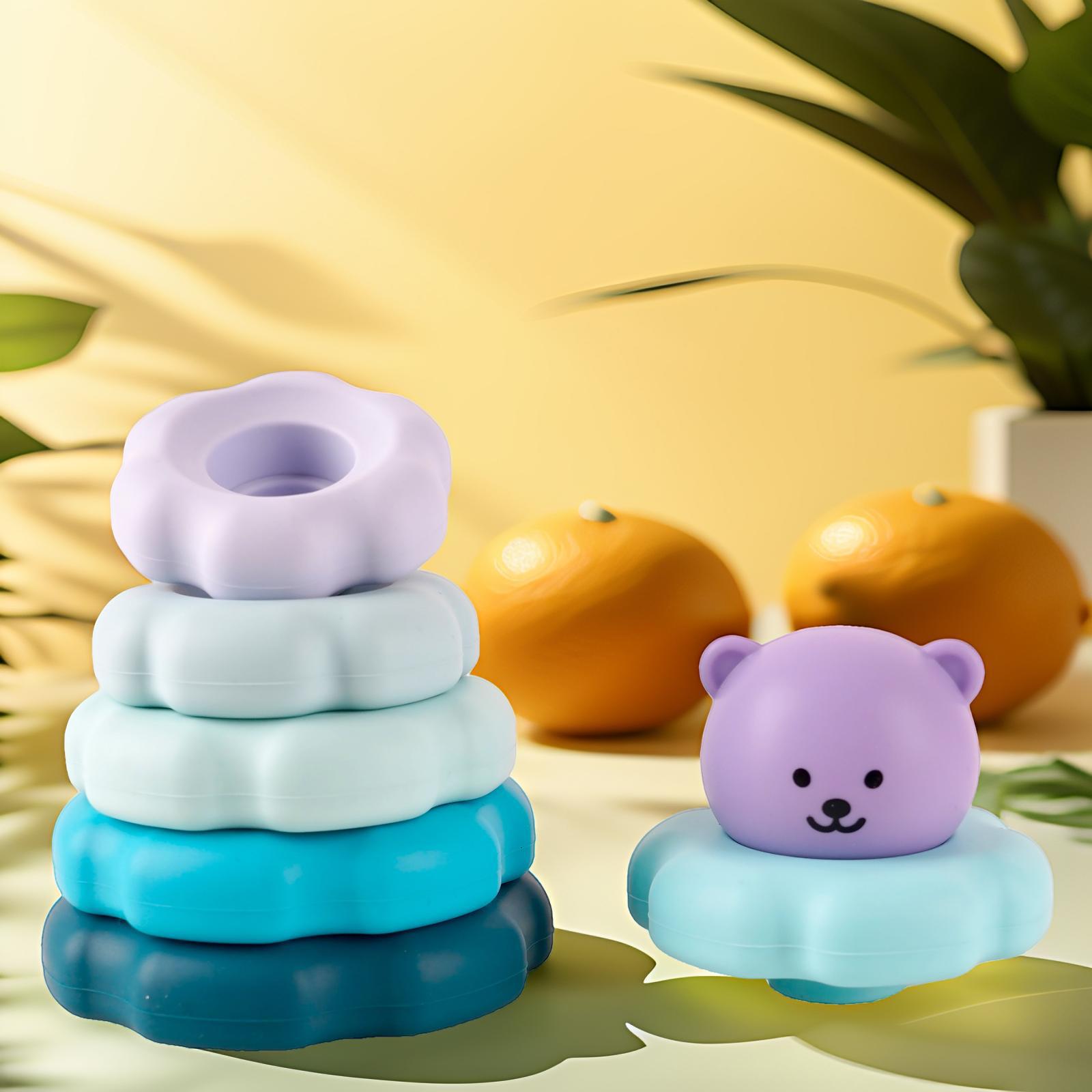 Juguetes de silicona de grado alimenticio, 3 a 6 años de edad, bloques de construcción, juguetes de puzzle de educación temprana, juguetes de música apilada