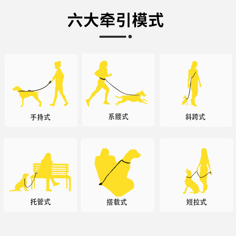 Cuerda multifuncional para pasear perros al aire libre de Amazon, cuerda de tracción elástica reflectante de nailon a prueba de explosiones para perros grandes