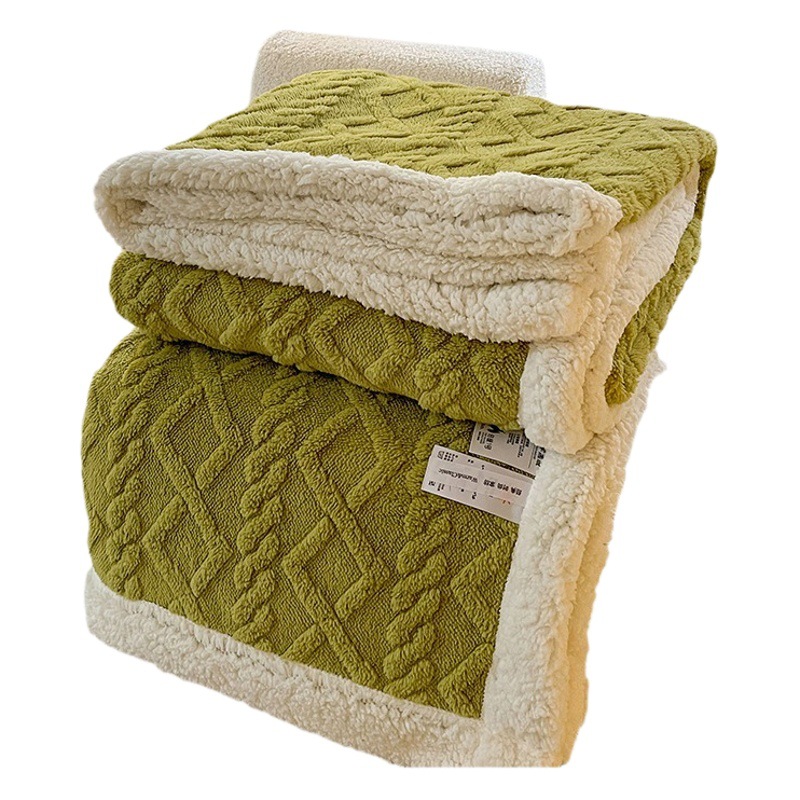 Manta de doble capa de cachemira y tafetán exclusiva transfronteriza, manta individual y doble cálida para otoño e invierno, manta de lana gruesa