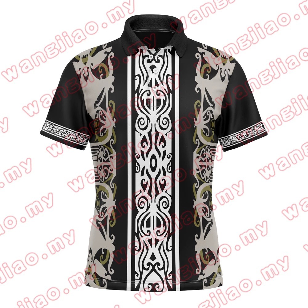 Camisa de polo transpirable de malla suelta de verano para hombre con estampado 3D con estampado retro clásico, camisa POLO con botones de manga corta