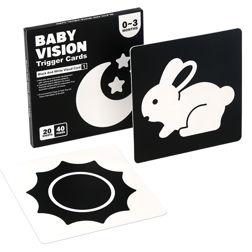 Cross-Border Kidsren's Paper Early Education Cognitive Learning Card 3+ Baby Educational Fun Enlightenment Black and White Card Visual Stimulation