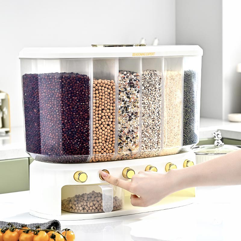 Household rice bucket five-grain storage box high-end airtight pest and moisture-proof rice storage box food-grade