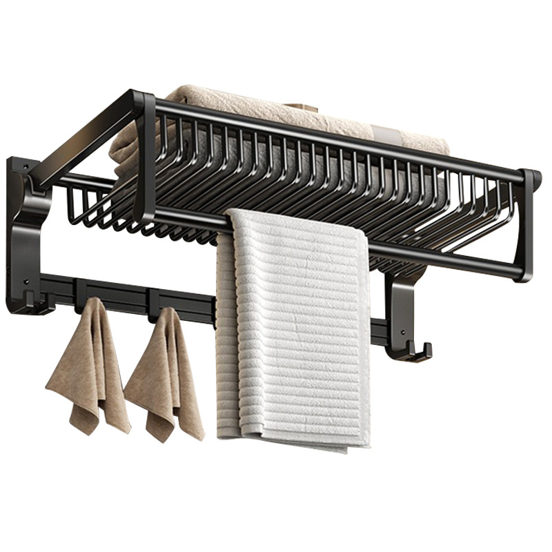 Punch-libre de espacio de aluminio toallero baño Baño hardware colgante traje malla cesta toalla rack