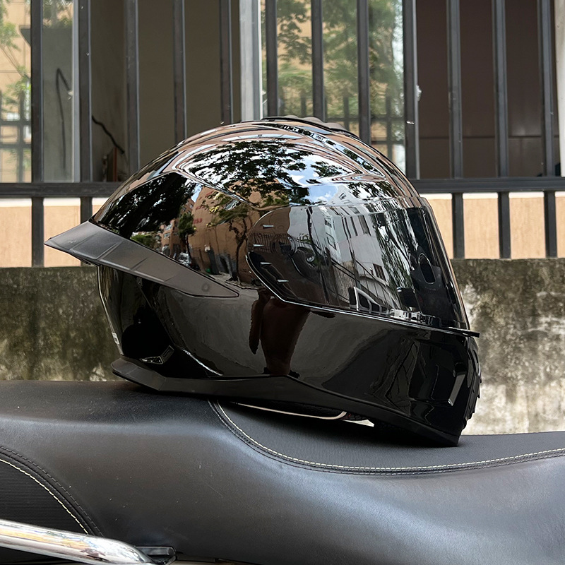 Casco de Motocicleta Certificado ORZ3c para Hombre y Mujer, Casco Integral de Doble Lente, Alerón Trasero Personalizado de Verano, Estilo Semi-Integral con Bluetooth