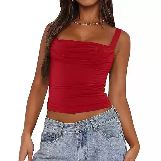 欧美辣妹露脐上衣基本款衬衫性感可爱 Y2K 抹胸背心夏季时尚 2024