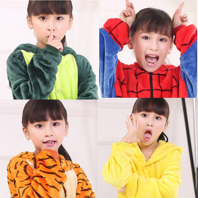 Детские цельные пижамы с животными, фланелевые пижамы с изображением динозавра, домашняя одежда для родителей и детей для больших и маленьких детей