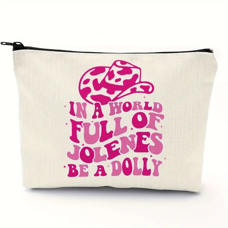 Bolsa de cosméticos transfronteriza para mujeres de Amazon lindo sombrero Rosa bolsa de cosméticos bolsa de almacenamiento bolsa de lino bolsa de cremallera impermeable