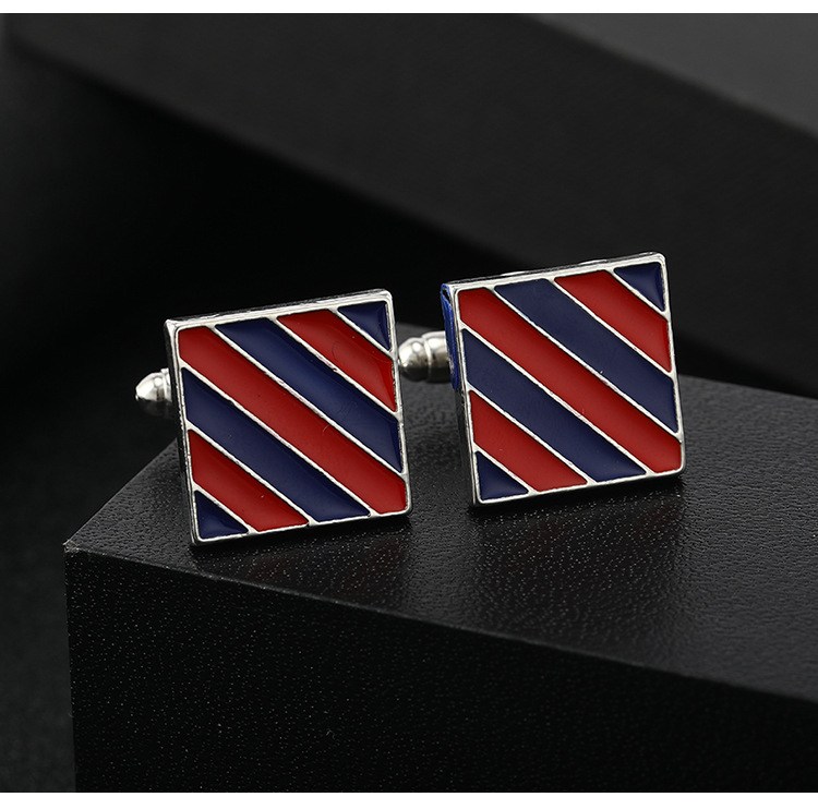 New Striped Square Metal Cufflinks Alloy Dripping Oil Men's Cuff Nails display picture 2