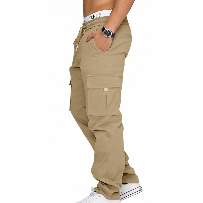 Men's Clothing Men's Casual Trousers Loose Fit Multi Pocket Cargo Pants Patchwork Straight Leg For Formal & Casual_viptrois.com