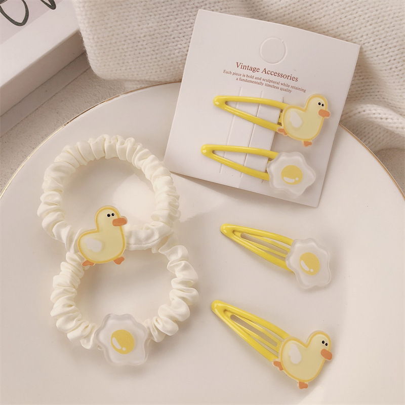 Hermosa niña acrílico pato cuerda de cabeza temperamento de alta elasticidad intestino delgado anillo de cabello universal huevo correa de cabello correa