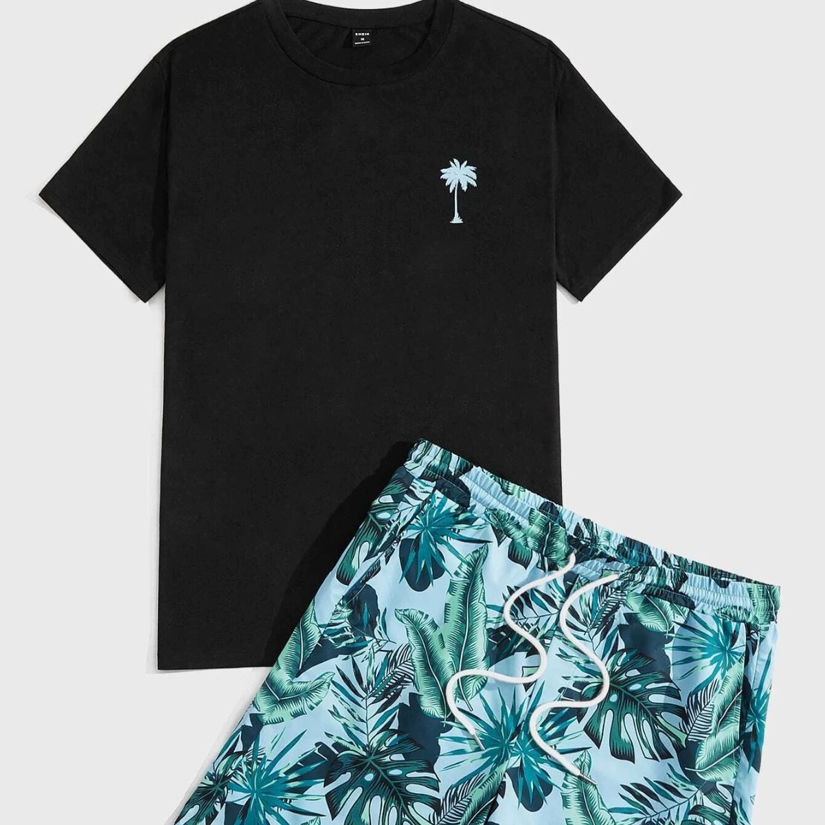 Мужской гавайский повседневный костюм Amazon AliExpress, футболка с коротким рукавом и 3D-печатью, пляжные шорты с принтом