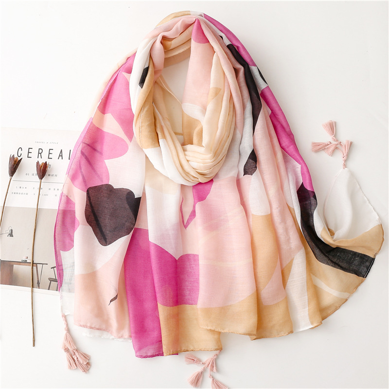 Women's Vacation Color Block Voile Silk Scarves display picture 1