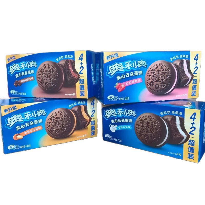 Пирожное-сэндвич Oreo облачное торт целый коробка оптом ванильный клубника молочный вкус мягкий хлеб детский завтрак закуски