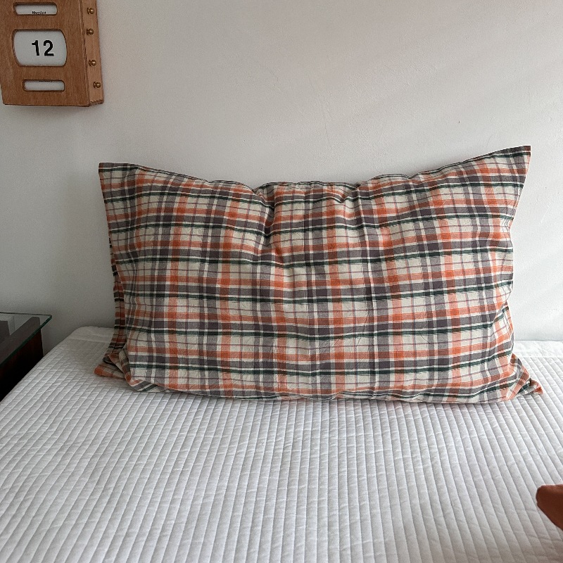 Ins風単品純綿枕カバー格子純色と封筒式枕カバー48*74単品枕芯内胆カバー