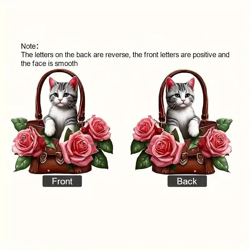 Acrílico nuevo lindo felino canasta de flores colgante de vacaciones plano transfronterizo espejo retrovisor colgante mochila colgante image 4