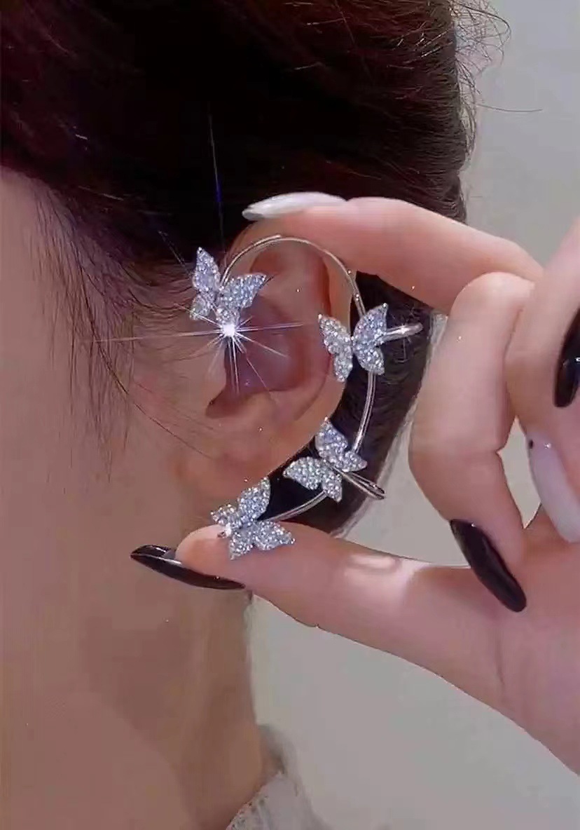 Explosive sales of diamond studded butterfly earrings, fashionable commuting without holes, ear clips, internet_voghion.com
