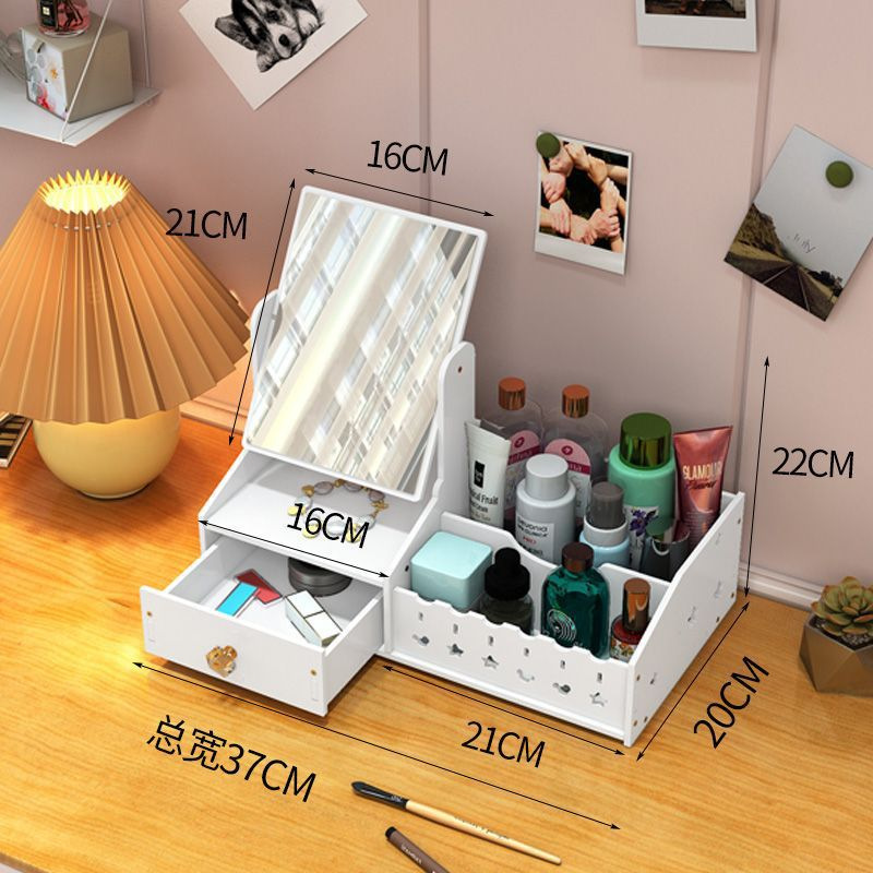 Espejo de maquillaje espejo portátil chica Internet celebridad escritorio vestidor espejo estudiante dormitorio tocador simple espejo con caja de almacenamiento