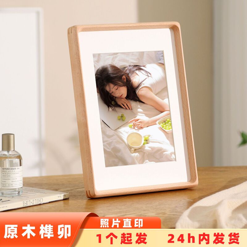 Solid Wood Mortise and Tenon Beech Wood Rounded Corner Photo Frame Display Stand High-End Wooden 67810inch A4 Photo Frame Display Frame Wholesale