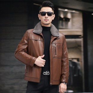Haining Genuine Leather Jacket Men's Fur Integrated Mink Jacket Whole Mink Removable Mink Liner Goatskin Jacket