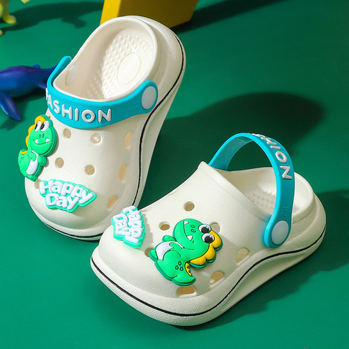 Children's Cartoon Dinosaur Slipper for Boys and Girls, Soft Sole, Cute, Non-Slip, Indoor Head Cover, Summer Cool Slippers