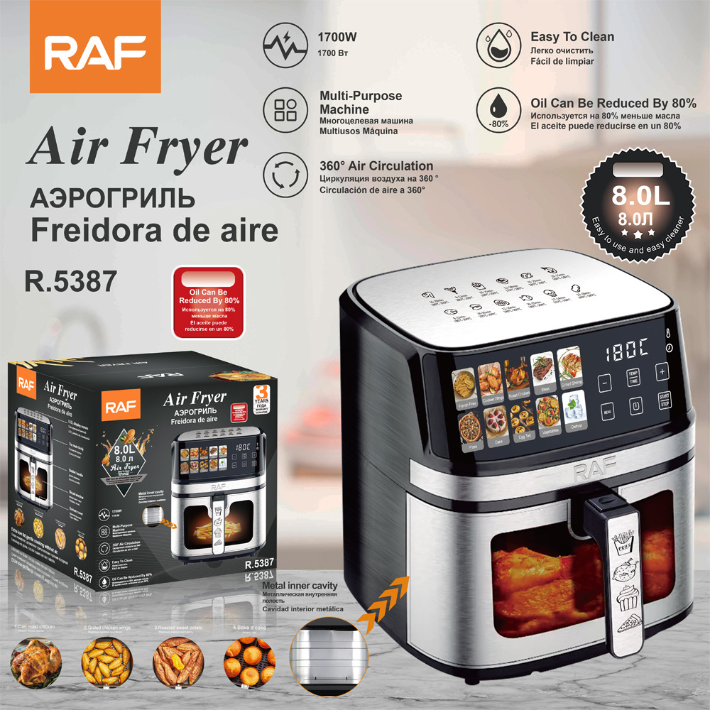 Raf European Cross-Border 8L Air Fryer Large Capacity Multi-Functional Household Electric Fryer Visual Smart Touch Screen R5387