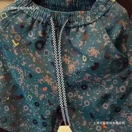 美式复古设计感潮牌2026夏季新款顶奢潮流时尚暗纹满印花男士短裤