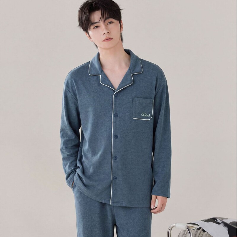 Winter pajamas for men, cashmere protein long-sleeved long pants, loose casual solid color loungewear, thickened and suitable for wearing outside, set Winter pajamas for men, cashmere protein long-sleeved long pants, loose casual solid color loungewear, thickened and suitable for wearing outside, set