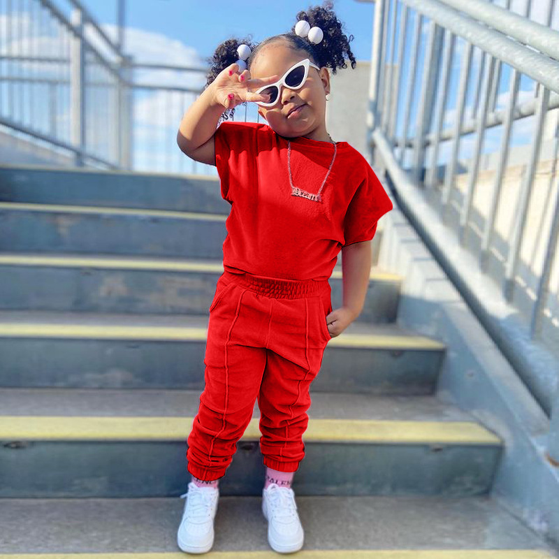 Pull de nuit courte, deux pièces, Style INS, vêtements pour enfants, ensemble de commerce extérieur pour filles, nouvelle collection 2023_voghion.com