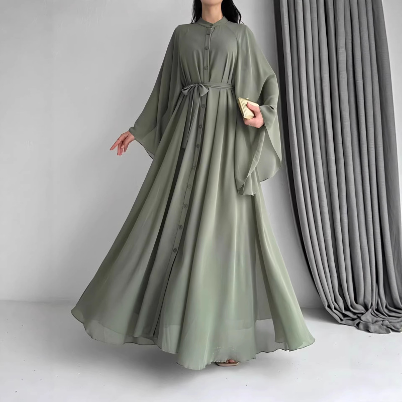 Amazon Cross-Border 2026 New Model Minimalist Style Round Neck Slim-Fit Single-Breasted Dress