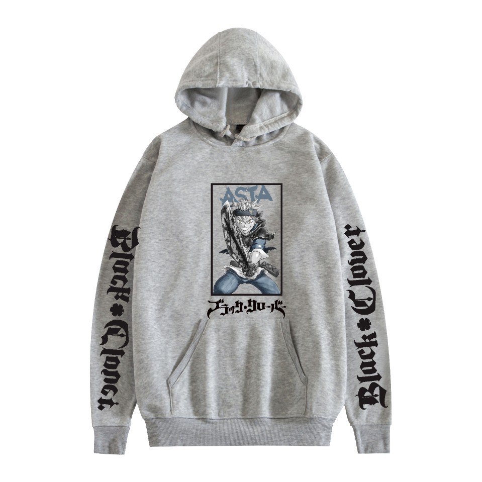 Nuevo estilo transfronterizo popular popular japonés riman black de cuatro hojas-Black Clover más suéter con capucha de terciopelo para mujer