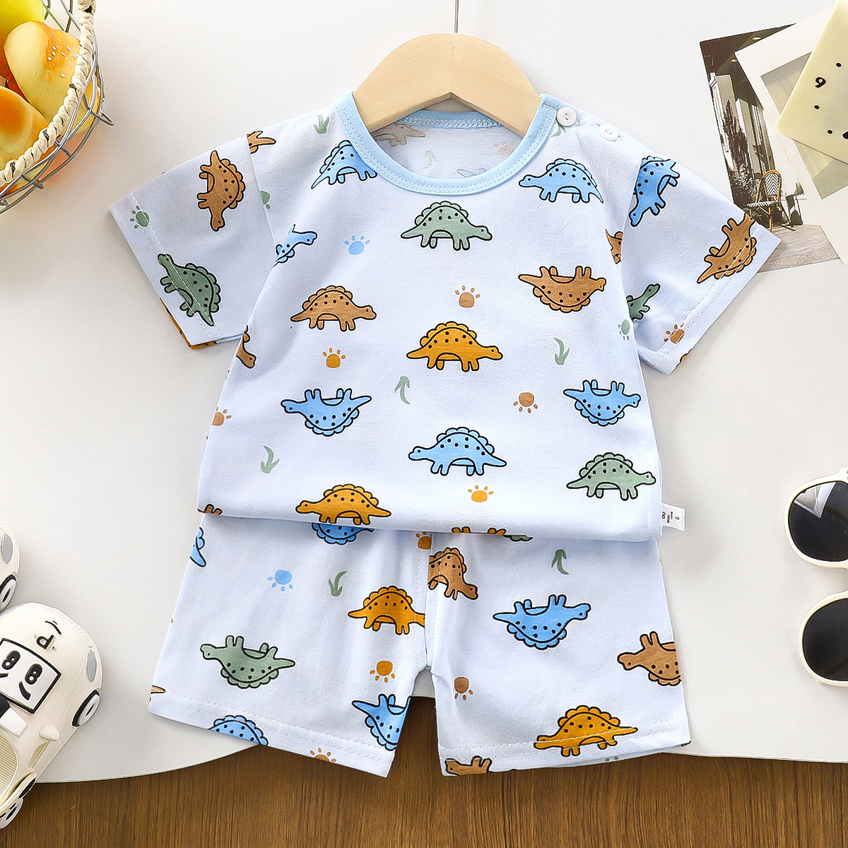 Traje de manga corta para niños, verano de algodón puro, nuevo estilo, pantalones cortos para niños coreanos, ropa fina para niños, verano para niñas