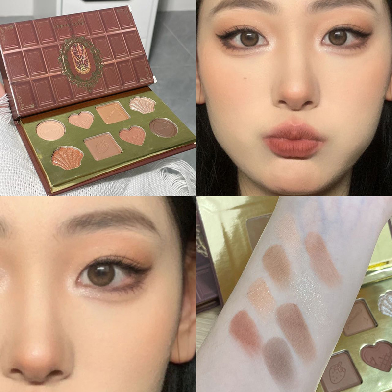 HERORANGE ~ Placa de sombra de ojos suave y elegante de ocho colores, rosa gris, color tierra, placa de reparación de alto brillo mate nacarada