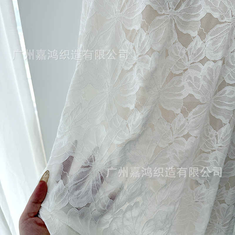 Tejido de encaje de diamante mecanizable personalizado impresión de cuentas sequinilla tela de encaje de perforación caliente chaqueta de encaje elástica