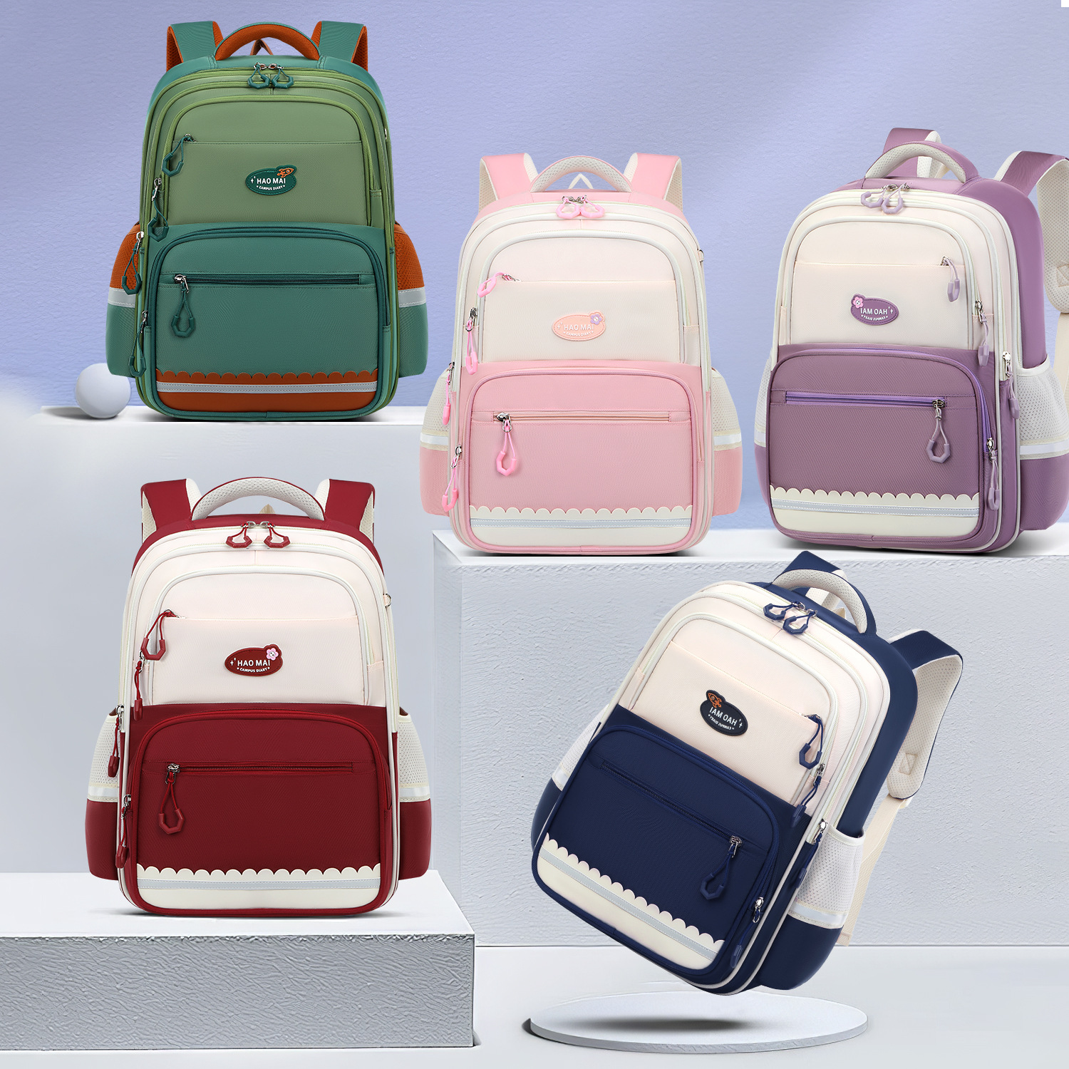 New Style Haomai Ethnic Children's Schoolbags for Primary School Students in Grades One to Six, Boys and Girls, with Printed Logo Wholesale Backpacks