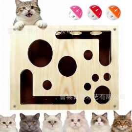 跨境木质趣味迷宫猫玩具方形猫咪自嗨解闷玩具木质迷宫盒