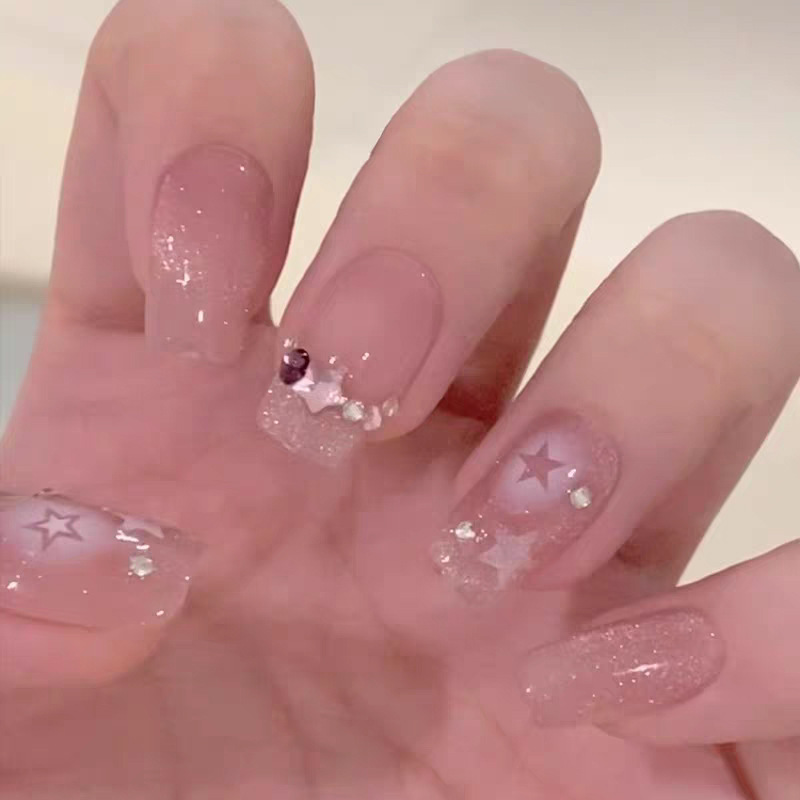 Wearable Manicure Patch Star Fine Glitter Short Pure Lust Flash Diamond Atmosphere Removable Fake Nail Patch Wearable Manicure Patch Star Fine Glitter Short Pure Lust Flash Diamond Atmosphere Removable Fake Nail Patch
