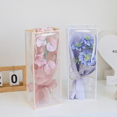 Qixi Festival transparent floral hand-held gift bag border gift wrap bag doll toy bag floral art flower shop wholesale