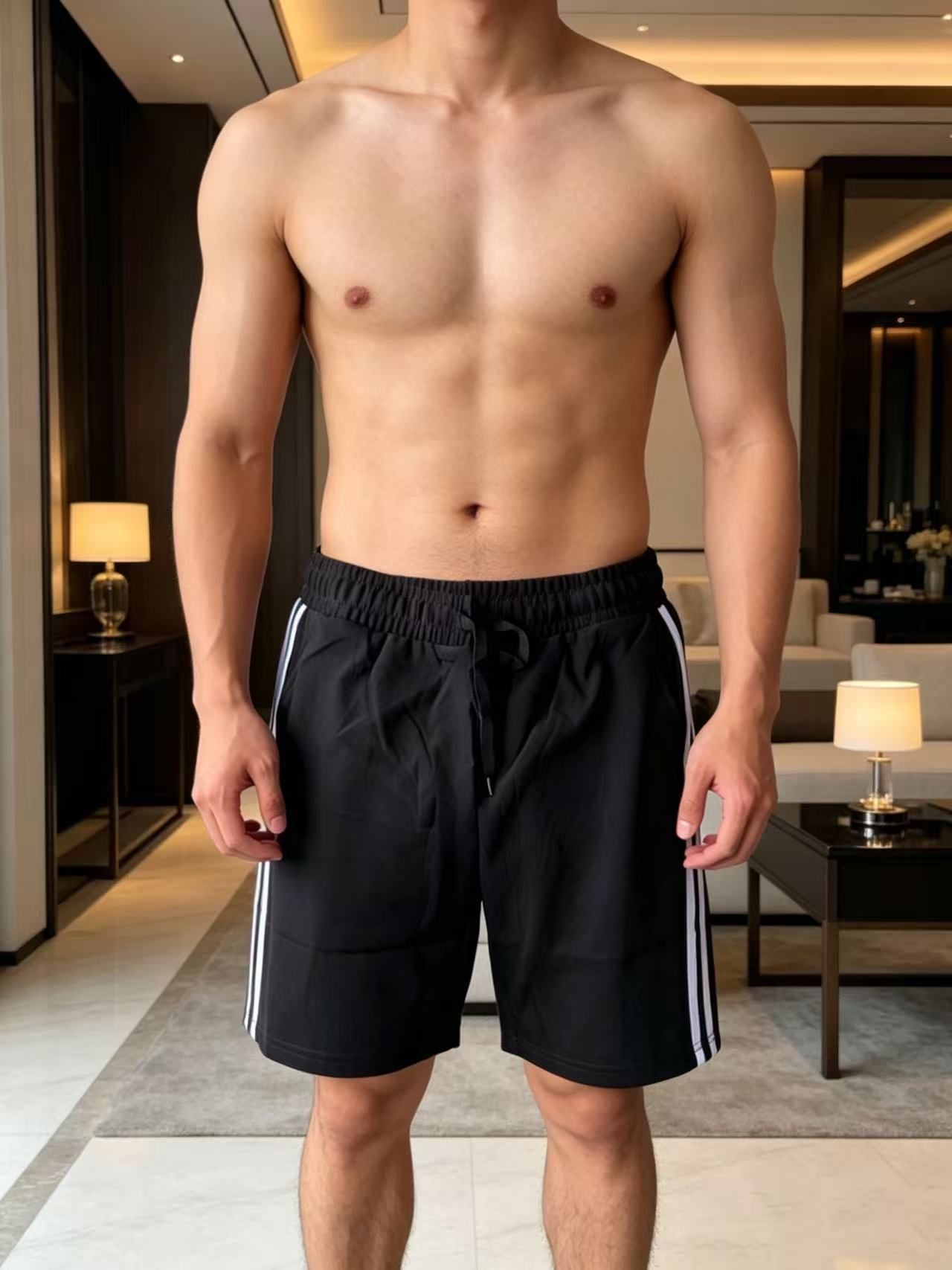 Men's Style Striped Athletic Shorts Heavyweight Loose Straight Leg Casual Five Point Pants For Running And Basketball Summer Style_viptrois.com