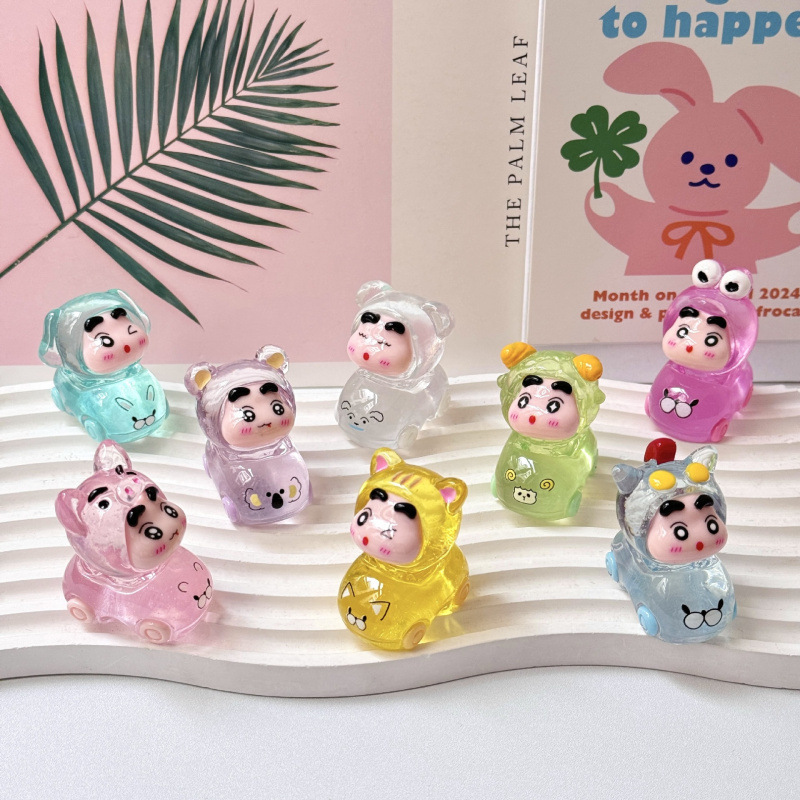 透色汽车动物小新 盲袋萌粒diy饰品挂件钥匙扣卡通桌面车载小摆件|undefined