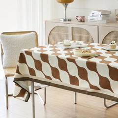 American-style colorful printed geometric pattern super soft plush tablecloth for square small round coffee table, minimalist cover cloth