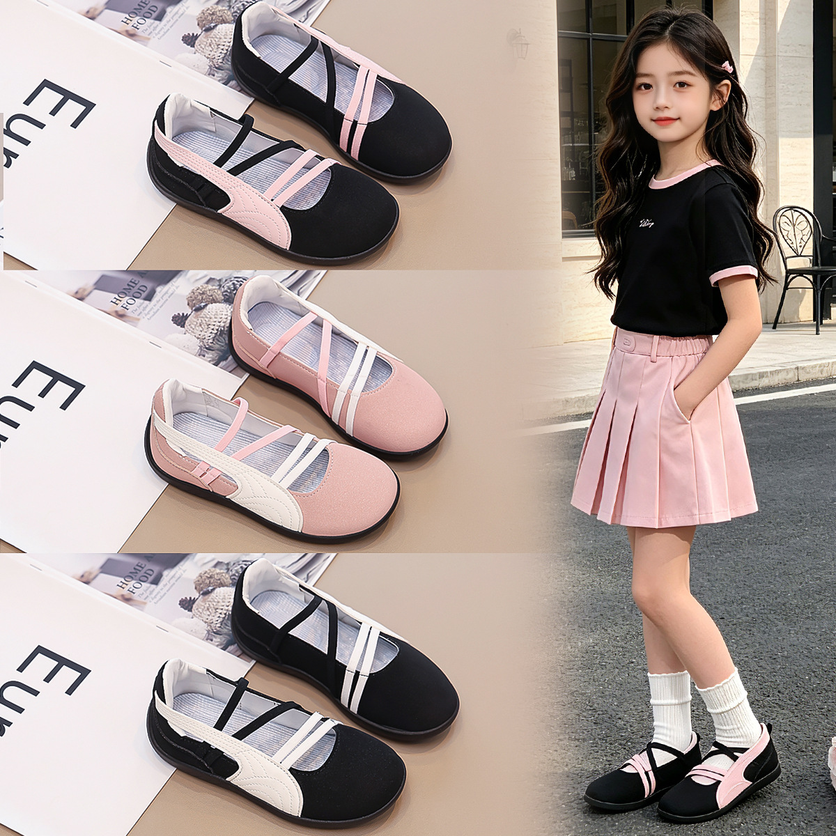 Girls' Princess Shoes 2026 Spring and Autumn Korean Style Children's Soft-Soled Slip-On Leather Shoes Baby Fashion Flats Trendy