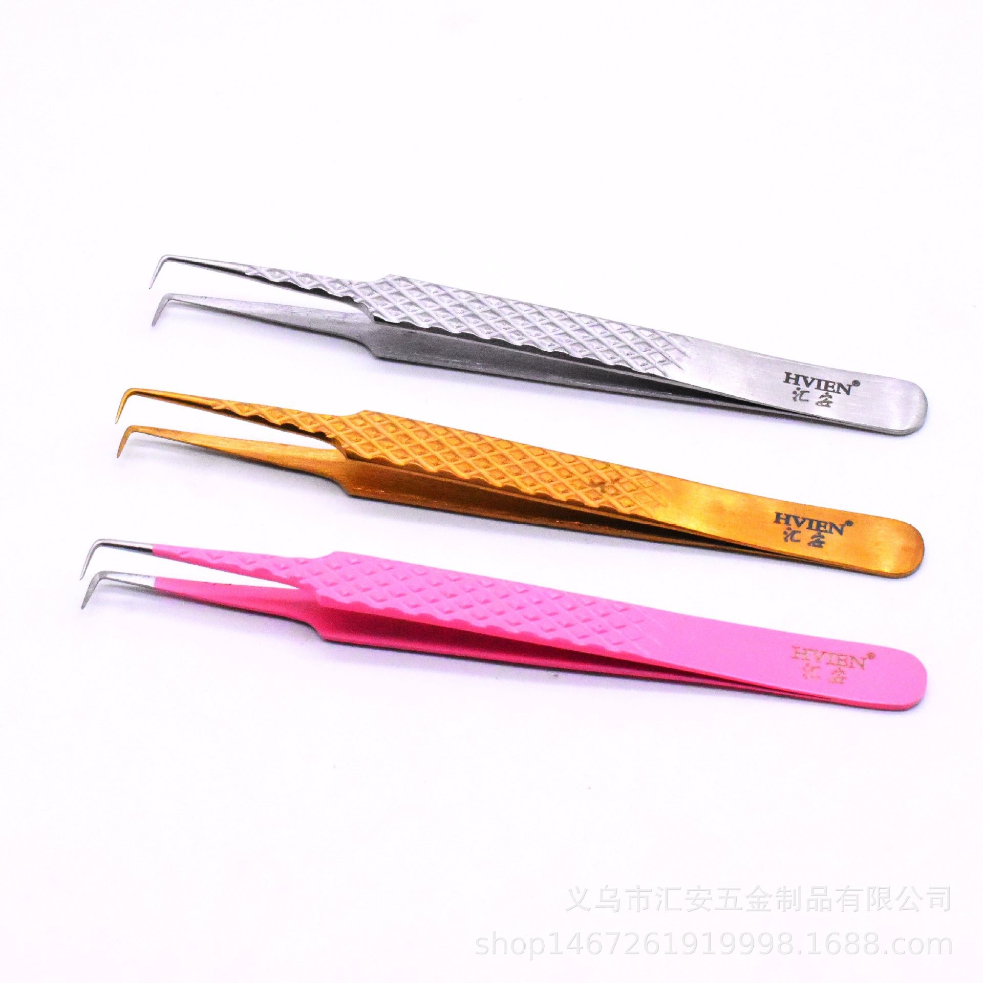 高档不锈钢开花镊子 美睫嫁接睫毛工具金羽夹 90度带齿睫毛开花镊