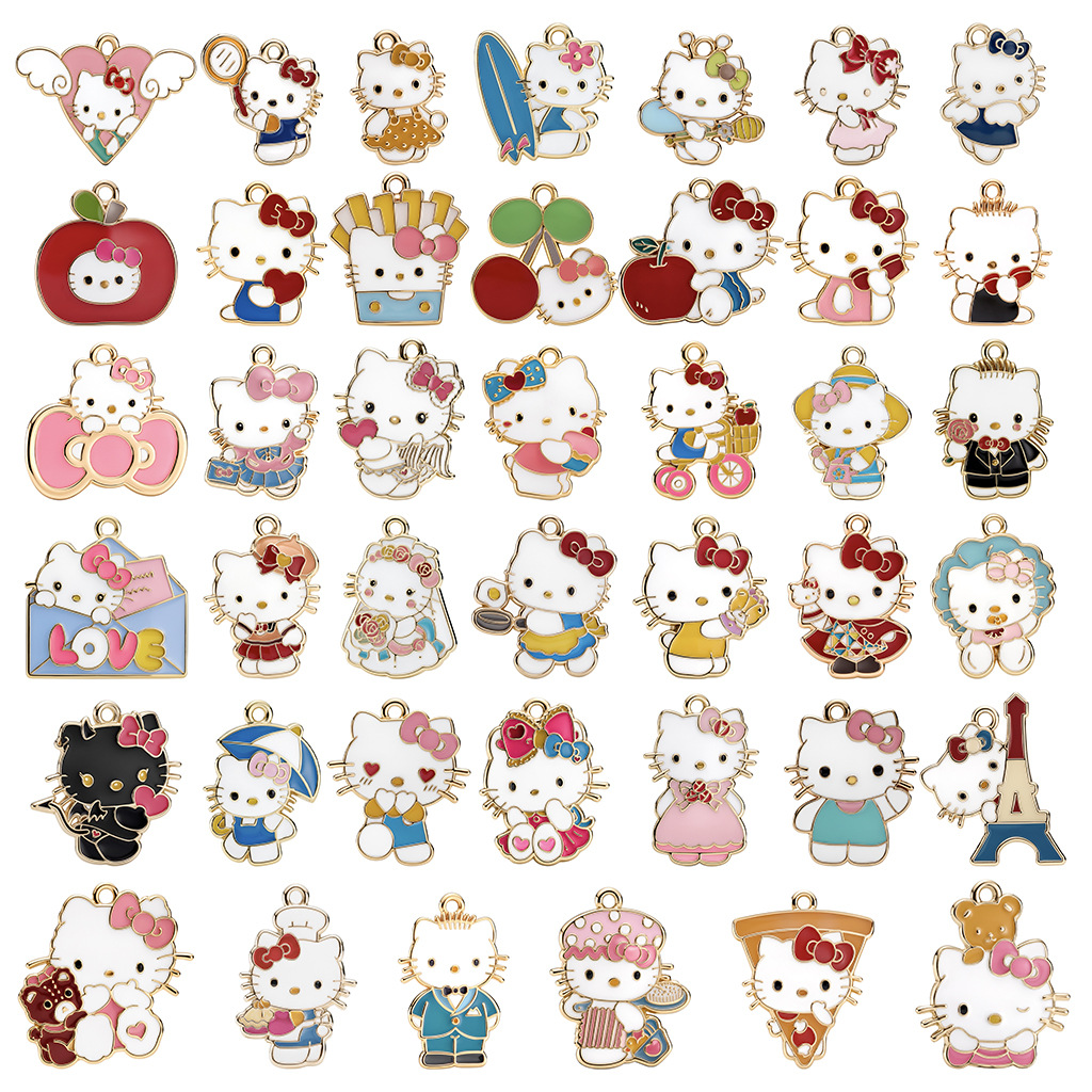 Hello Kitty合金滴油吊坠 卡通饰品配件 DIY手工钥匙扣手机链挂饰