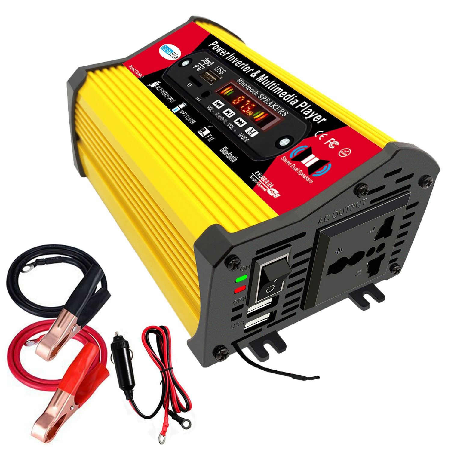 Видеоплеер мультимедиа инвертор с Bluetooth MP3/FM функцией 12V до 110V/220V инвертор