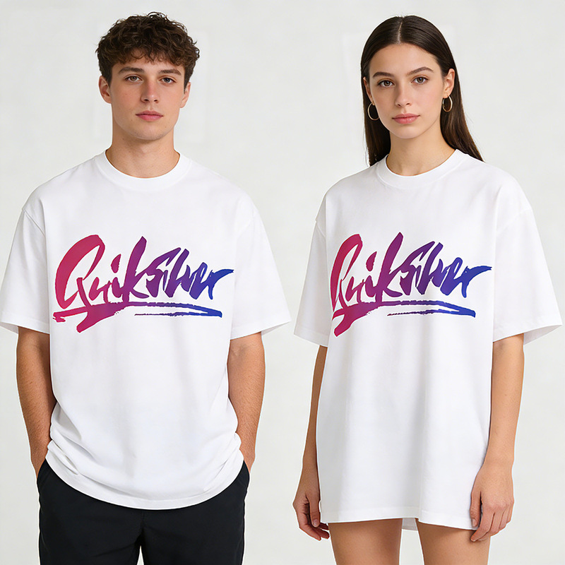 Quiksilver Gradient Print Export Cross-Border Couple's Short-Sleeve Pure Cotton T-Shirt 26 Summer Casual Loose Top Quiksilver Gradient Print Export Cross-Border Couple's Short-Sleeve Pure Cotton T-Shirt 26 Summer Casual Loose Top